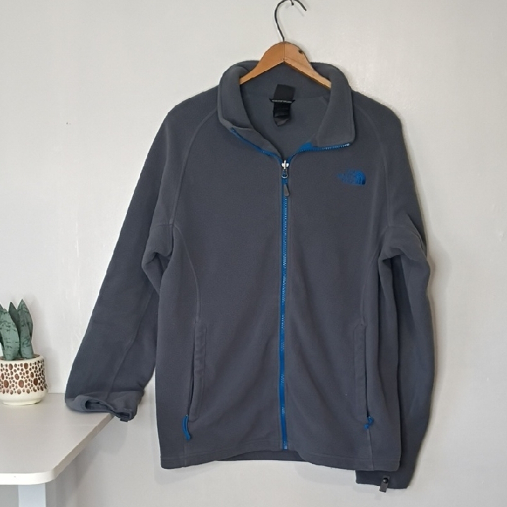 The North Face Men's Dark Gray Fleece Jacket Size Medium Soft Zip Up